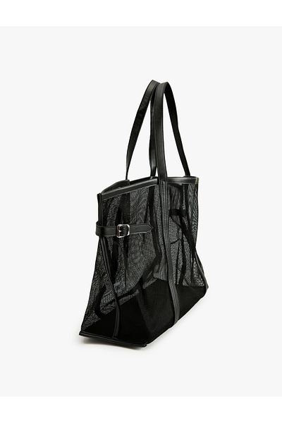 Koton Mesh Tote Bag with Handle and Metal Buckle