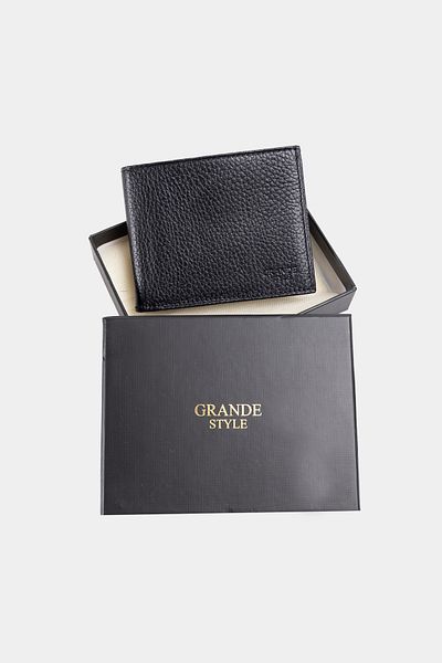 Grande Style 01566 Ανδρικό πορτοφόλι από γνήσιο δέρμα ΜΑΥΡΟ