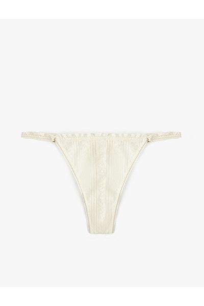 Koton Cotton Lace Detailed String Panties with Drawstrings on the Sides