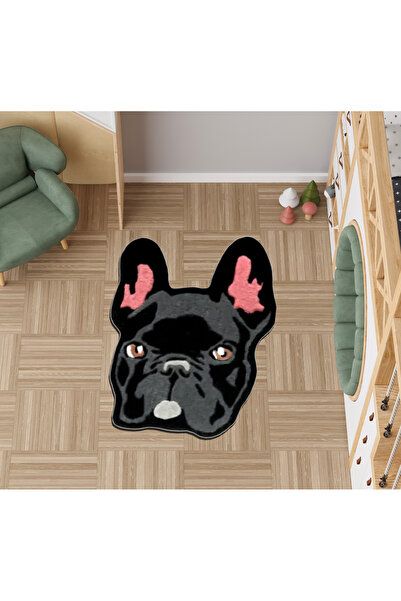 Rugs Modern Halı Lina Koleksiyonu Siyah Köpek Desenli Dokuma Taban Modern Dek...