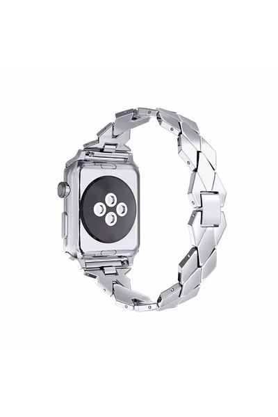 REDz Accessories Curea metalică pentru Apple Watch, model Luxury Rhombus, oțel inoxidabil, argintiu - 38/40/41 mm