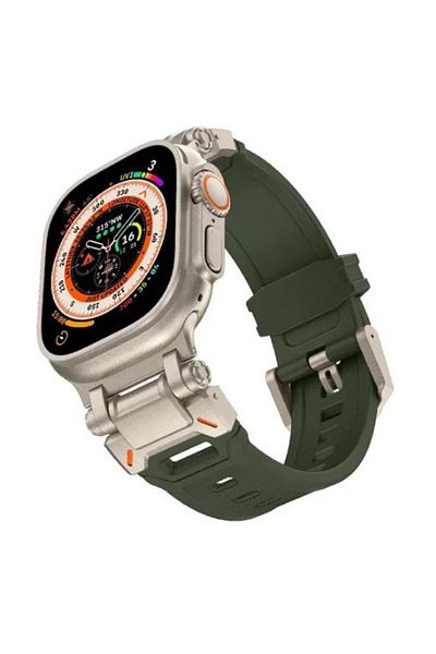 REDz Accessories Titan Strap, Sport, For Apple Watch, Adjustable, Silicone And Metal, Khaki - 44/45/46/49 Mm