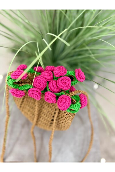 YELİZ HANDMADE El örgüsü büzgülü torba çanta kağıtip çanta hasır çanta