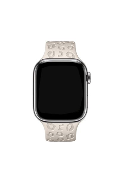 REDz Accessories Curea cu imprimeu animal, silicon, pentru Apple Watch, reglabilă, gravată, Starlight - 38/40/41 mm