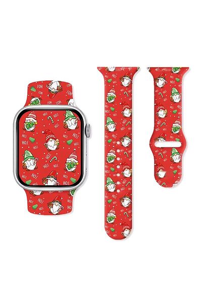 REDz Accessories Ho Ho Gnomes Strap, Sport, For Apple Watch, Christmas Design, Silicone, Red - 44/45/46/49 mm
