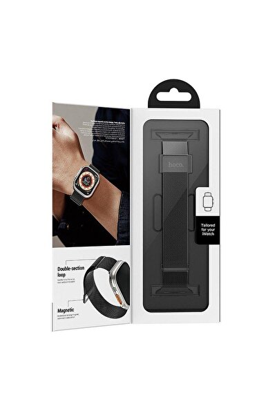 REDz Accessories Λουράκι Hoco AS101, για Apple Watch, Μεταλλικό πλέγμα Milanese, Μαγνητική αγκράφα, Μαύρο - 44/45/46/49 mm