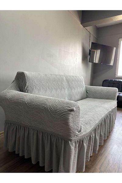 ARTUÇ Jacquard Waterway Pattern 3 Person Seat Cover with Elastic Skirt Seat Cover Flexible Fabric Stain Resistant