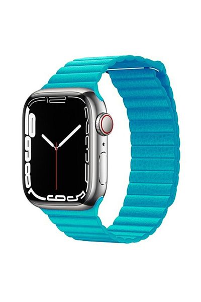 REDz Accessories Curea din piele, compatibilă cu Apple Watch, buclă din piele, albastru deschis - 38/40/41 mm