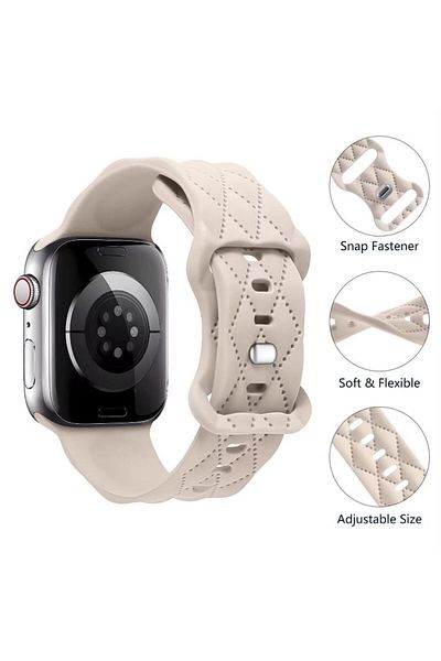 REDz Accessories Diamond Strap, Butterfly Buckle, For Apple Watch, Adjustable, Silicone, Starlight - 38/40/41 Mm