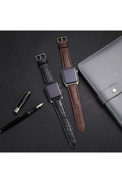 REDz Accessories Κομψό λουράκι κροκόδειλου, Apple Watch, δερμάτινο εφέ, κομψό, ρυθμιζόμενο, καφέ - 44/45/46/49 mm