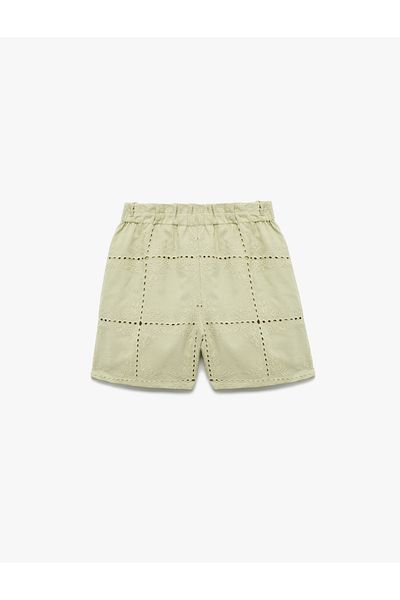 Koton Pantaloni scurți cu talie înaltă brodate din bumbac