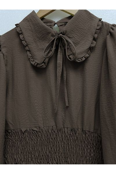 Modamorfo Μακρυμάνικη Μπλούζα Baby Collar με Ελαστική Μέση - Καφέ