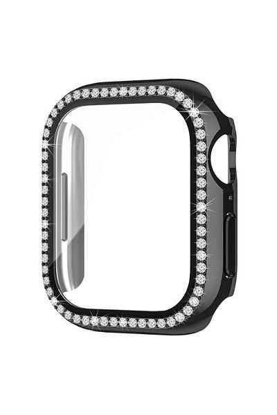 REDz Accessories Crystal Case For Apple Watch Series 10, Bumper Protection, Rhinestones, Black - Watch 46mm Series 10