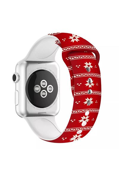 REDz Accessories Winter Strap, Sport, Compatible with Apple Watch, Christmas Collection, Silicone, Red - 38/40/41 mm