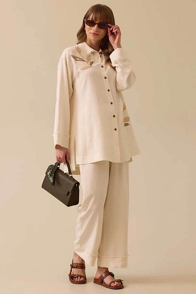 SEÇİL Women's Embroidered Tassel Detailed Tunic - Beige