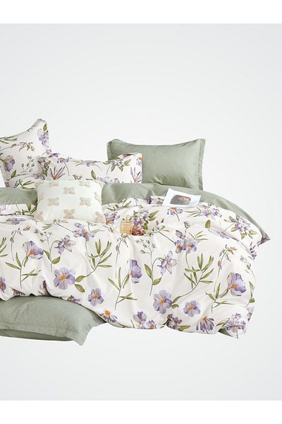 Donetella Printed Duvet Cover Set 6-Pcs – Queen Size 200x230 cm, Microfiber Fabric, No Filler Inside