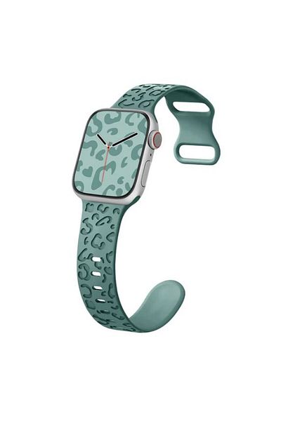 REDz Accessories 3d Animal Print Strap, Silicone For Apple Watch, Adjustable, Engraved, Green - 44/45/46/49 Mm