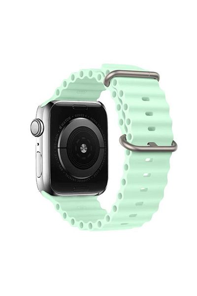 REDz Accessories Sport Band For Apple Watch, Ventilated, Waves Pattern, Mint - 44/45/46/49 Mm