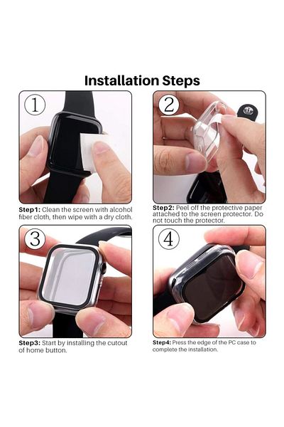 REDz Accessories Apple Watch 7/8/SE2 Case with Glass Cover, Full Protection, Navy Blue - Apple Watch 7/8 45mm