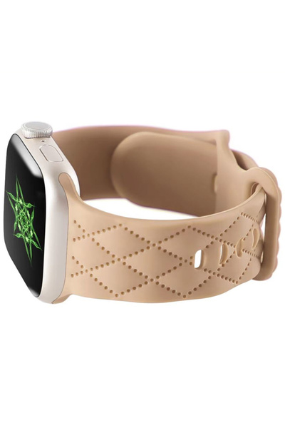 REDz Accessories Λουράκι με διαμάντια, αγκράφα πεταλούδας, για Apple Watch, ρυθμιζόμενο, σιλικόνη, κρεμ - 44/45/46/49 mm