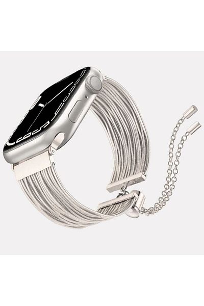 REDz Accessories Brățară cu mai multe legături pentru Apple Watch, aspect modern, lanțuri metalice, Starlight - 44/45/46/49 mm