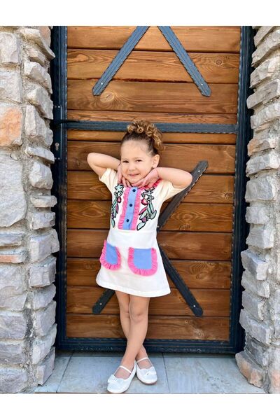 noliva bebek ve çocuk Cici Kız Etnik Desenli Elbise