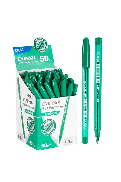 Deli Disposable Ballpoint Pen 1mm Q19 Every Green Deli