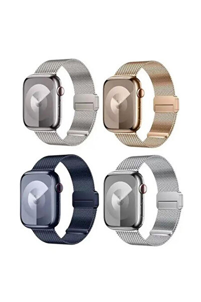 REDz Accessories Υφασμάτινο λουράκι Milanese, μαγνητικό, για Apple Watch, διπλό κούμπωμα, μεταλλικό, ασημί - 44/45/46/49 mm