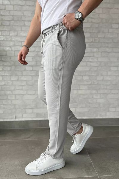 MİSHAR İTALİA Ανδρικό παντελόνι Jogger με γκρι κορδόνι στη μέση
