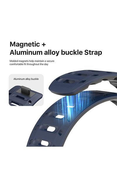 REDz Accessories Curea magnetică din silicon pentru Apple Watch 44/45/46/49 mm, Dux Ducis, albastră/neagră