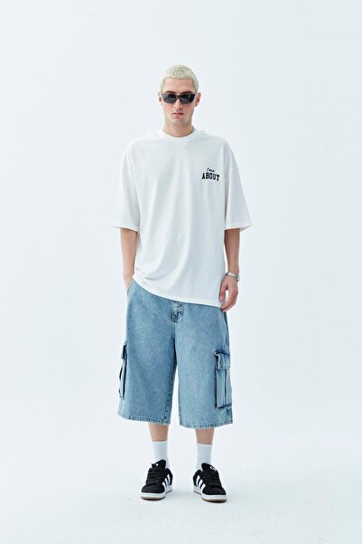 VAMOSCLO Шорти-бермуди з деніму великого розміру, синього кольору-1