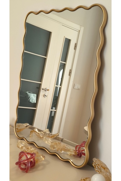 MKS Design 60x75 Dalgalı Asimetrik Duvar Dekor Aynası / Asimetrik Ayna / Konsol Aynası / Düzensiz Ayna