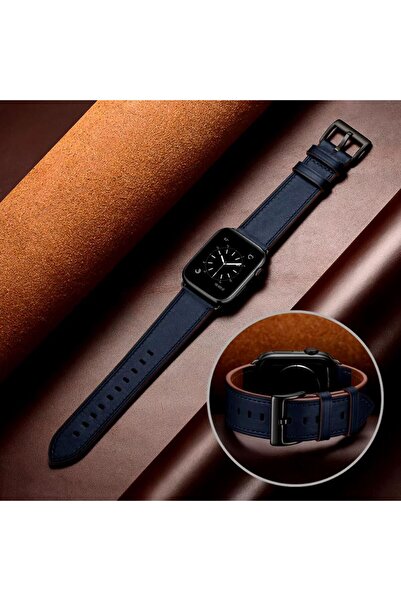 REDz Accessories Κλασικό λουράκι με charm, για Apple Watch, δερμάτινο εφέ, ρυθμιζόμενο, μπλε σκούρο - 44/45/46/49 mm