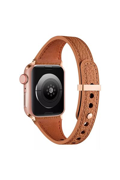REDz Accessories Eternal Ultra-thin Strap, For Apple Watch, Leather Effect, Adjustable, Brown - 38/40/41 Mm