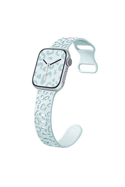 REDz Accessories Λουράκι 3D με εκτύπωση ζώων, σιλικόνης για Apple Watch, ρυθμιζόμενο, χαραγμένο, τιρκουάζ - 38/40/41 mm