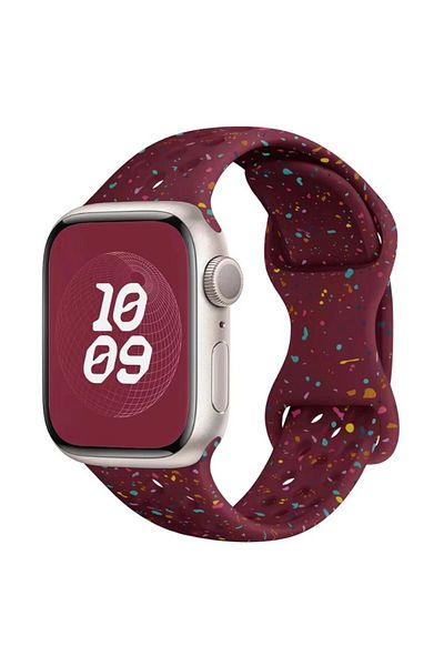 REDz Accessories Perforated Strap with Colorful Drops, Sport, For Apple Watch, Silicone, Burgundy - 44/45/46/49 mm