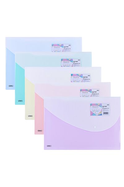Deli Button Folder with External Pocket A4 Macaron Colors Deli