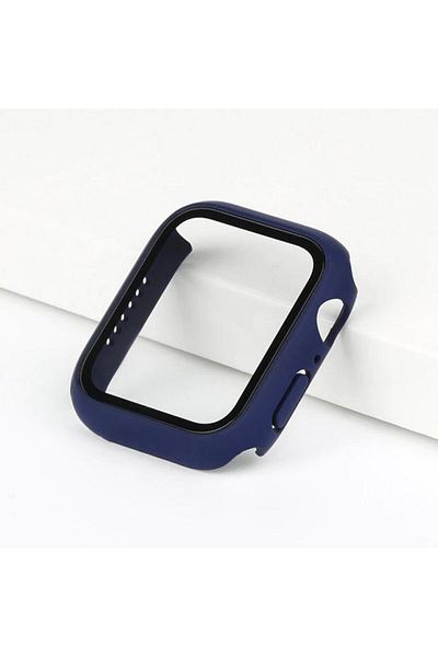 REDz Accessories Apple Watch 4/5/6/SE Case, Glass Cover, Full Protection, Navy Blue - Apple Watch 4/5/6/SE 44mm