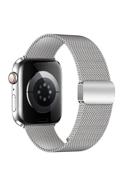REDz Accessories Hoco Wa26 Strap, Compatible With Apple Watch, Metal Fabric, Magnetic Buckle, Silver - 44/45/46/49 Mm
