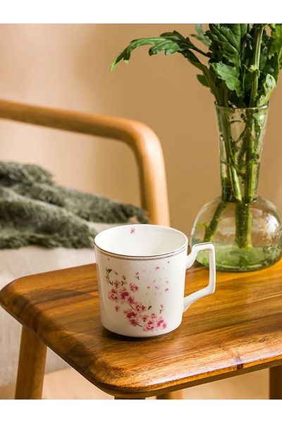 LC Waikiki Lcw Home White Flower Printed Porcelain Mug 350 ml