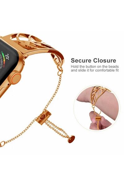 REDz Accessories Leaf Strap, Elegant, For Apple Watch, Women, Fashion Design, Metallic, Rose Gold - 38/40/41 Mm