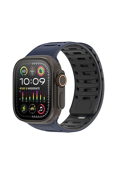 REDz Accessories Curea magnetică din silicon pentru Apple Watch 44/45/46/49 mm, Dux Ducis, albastră/neagră