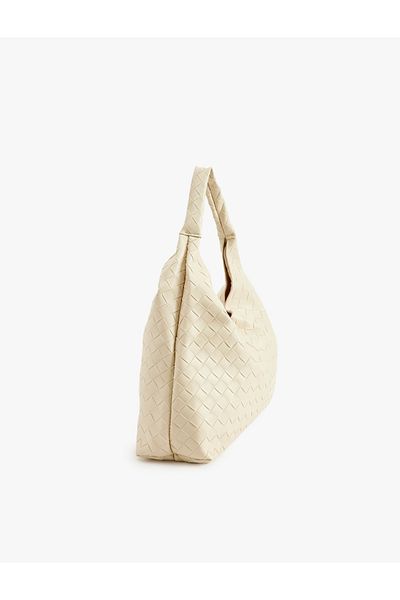 Koton Faux Leather Square Stitching Detailed Handle Shopper Bag