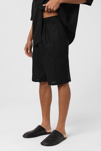 VAMOSCLO Oversized linen shorts black
