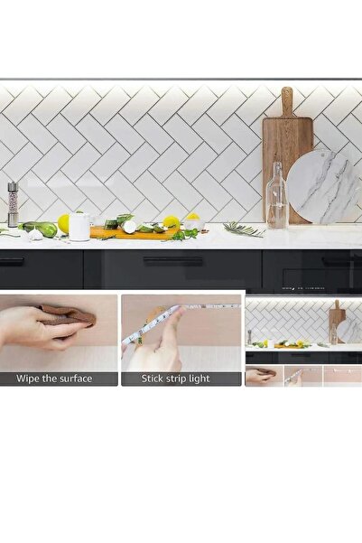 MAG Mutfak Tezgah Üstü 5 Metre Beyaz Şerit Led Aç Kapa Anahtarlı Adaptörlü