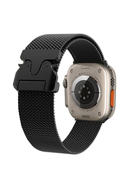 REDz Accessories Milanese Mesh Strap, For Apple Watch, Metal Mesh, Adjustable Buckle, Black - 44/45/46/49 Mm