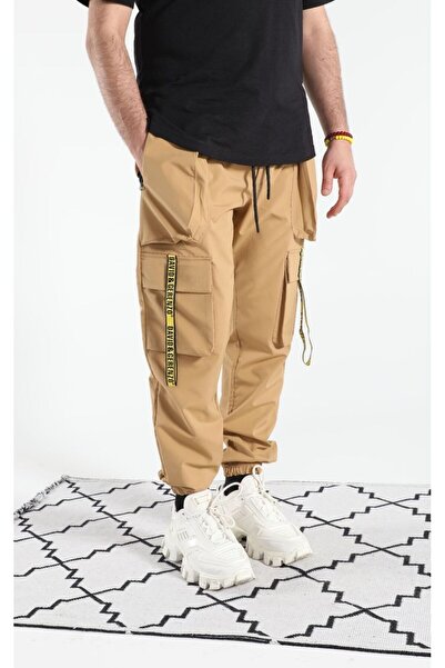 DAVID&GERENZO Παντελόνι Jogger από ύφασμα αλεξίπτωτο με λεπτομέρεια αξεσουάρ ρίγες