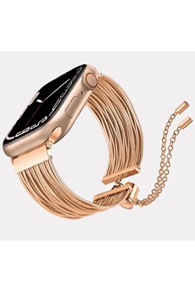 REDz Accessories Βραχιόλι πολλαπλών συνδέσμων για Apple Watch, Μοντέρνα εμφάνιση, Μεταλλικές αλυσίδες, ροζ χρυσό - 44/45/46/49 mm