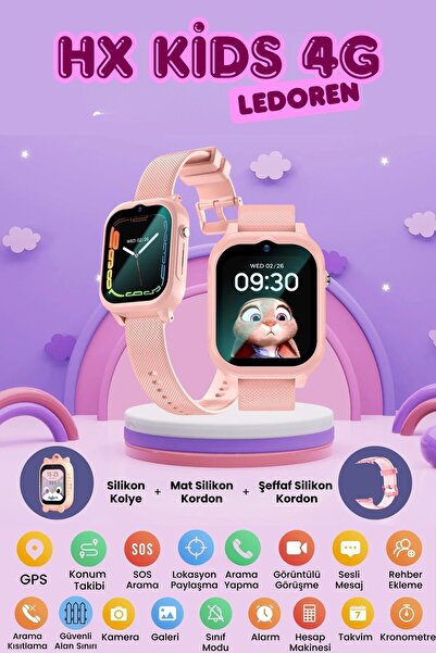 L'eDoren Hx Kids 4g Max Sim Kartlı Harvox Akıllı Çocuk Saati Gps Konum Takibi...
