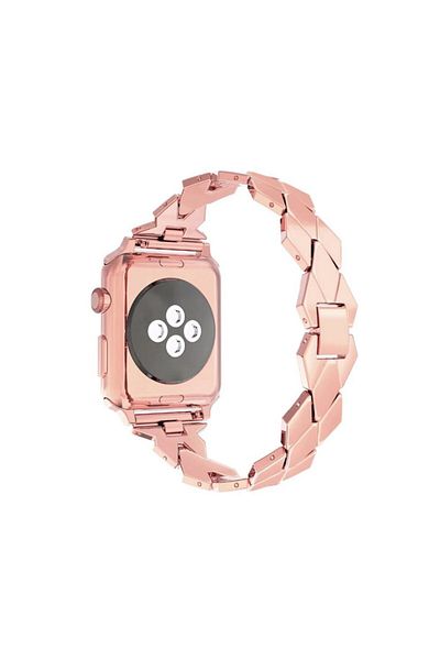 REDz Accessories Metal Strap For Apple Watch, Luxury Rhombus Model, Stainless Steel, Rose-gold - 44/45/46/49 Mm